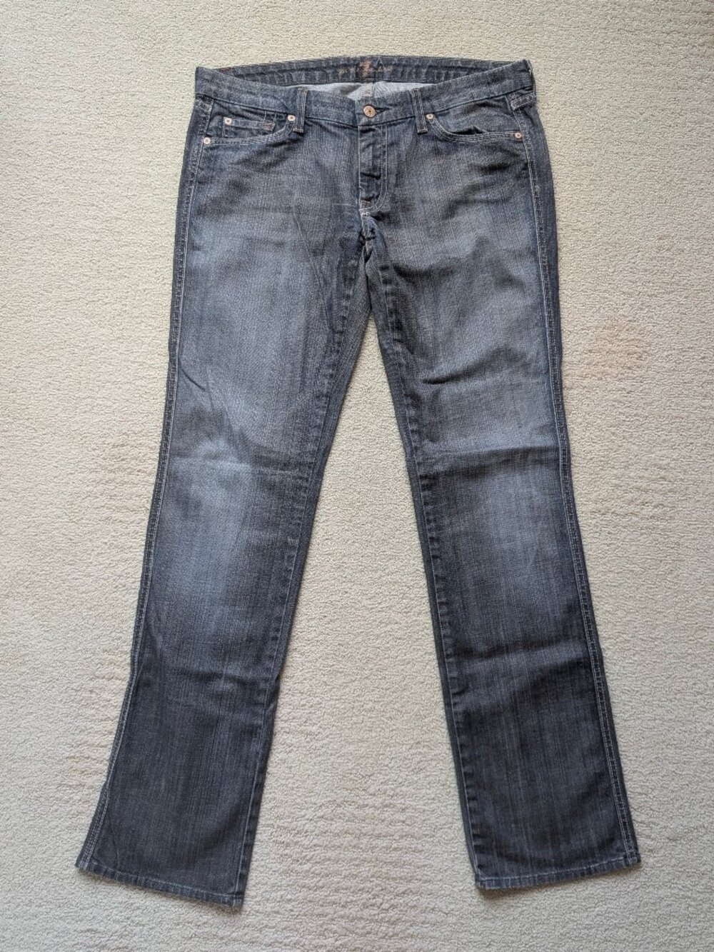 Y2K 7 For All Mankind Carol Straight Leg Jeans Women's 32 36 x 33.5 Long blue